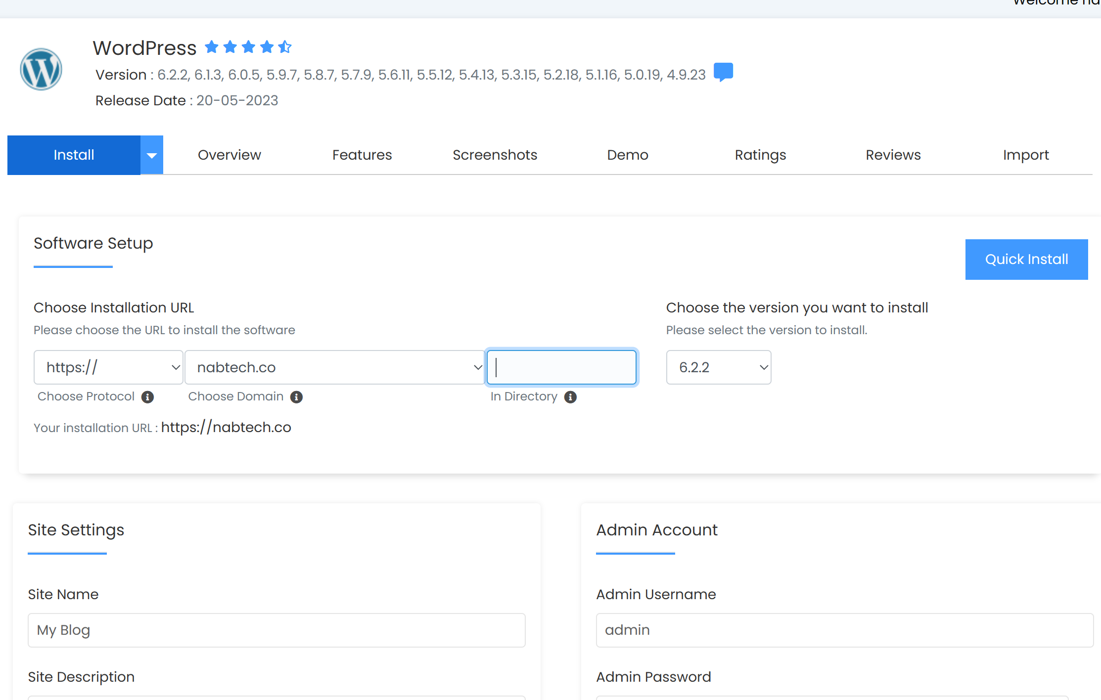 Wordpress Install